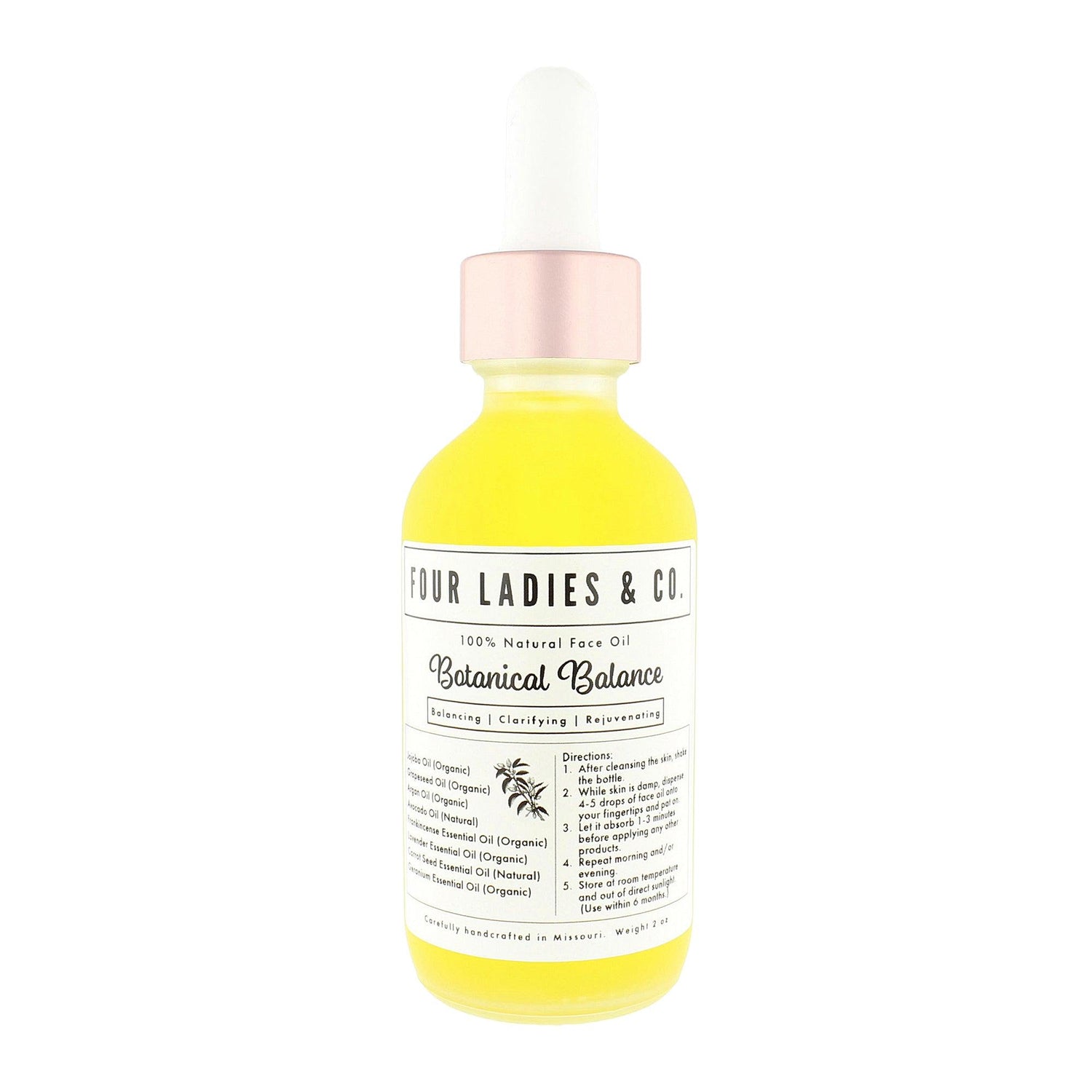 Botanical Balance Face Oil Natural Ingredients Four Ladies & Co Balancing Clarifying Rejuvenating