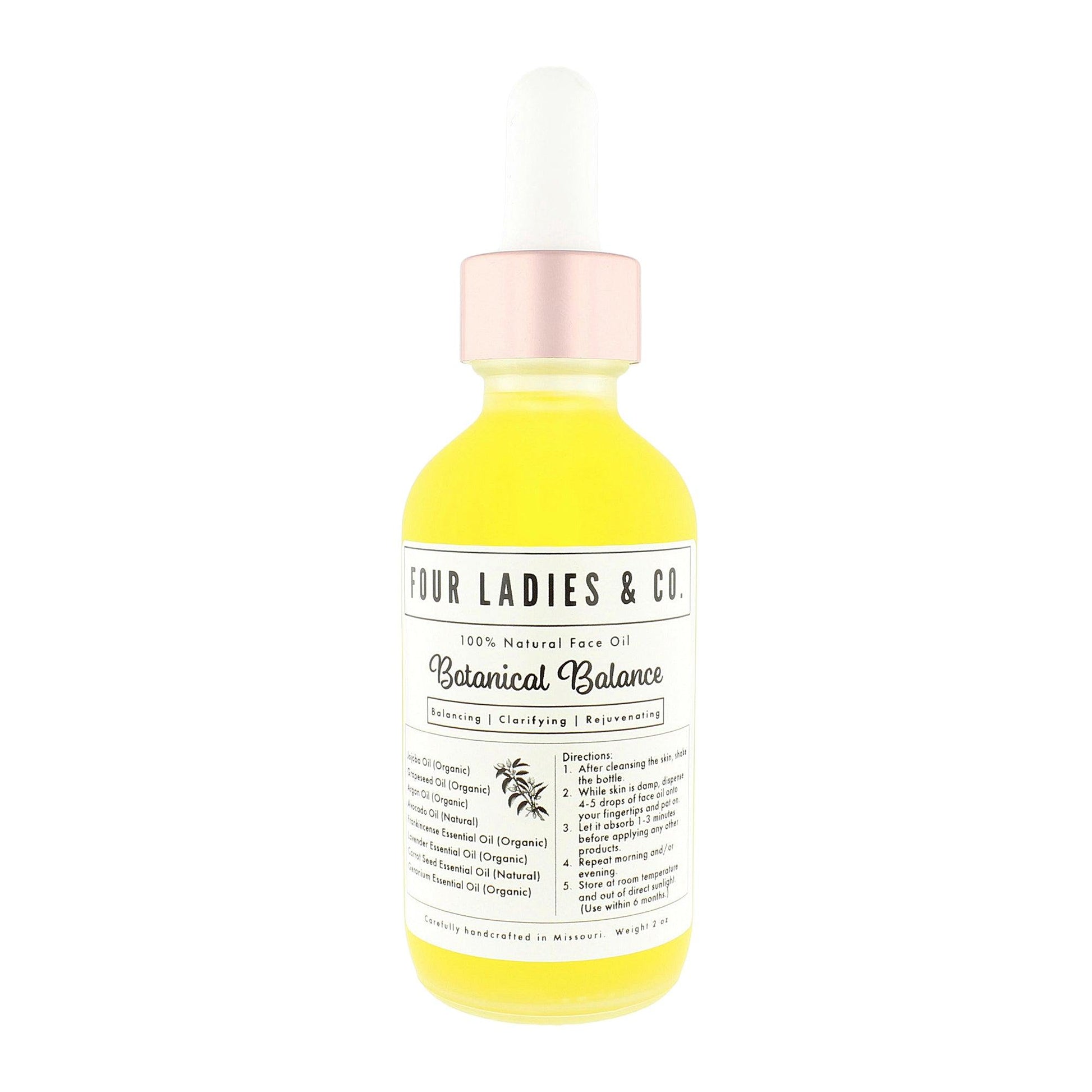 Botanical Balance Face Oil Natural Ingredients Four Ladies & Co Balancing Clarifying Rejuvenating