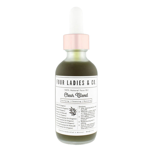 Clear Blend Face Oil Natural Ingredients Four Ladies & Co Clarifying Cleansing Renewing
