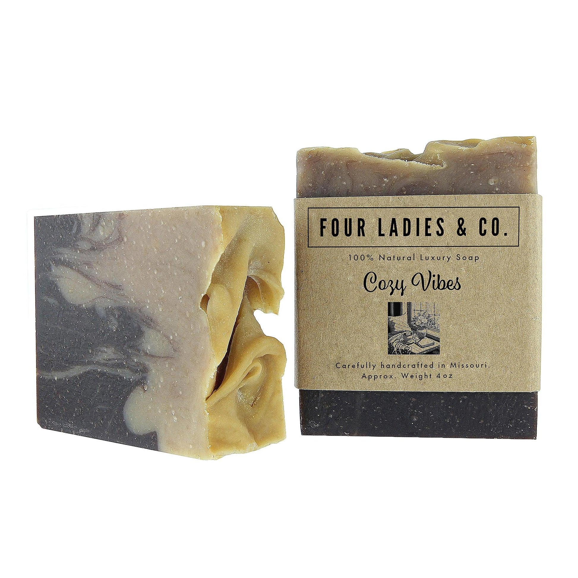 Cozy Vibes Bar Soap Natural Ingredients Four Ladies & Co Made with Distilled Water