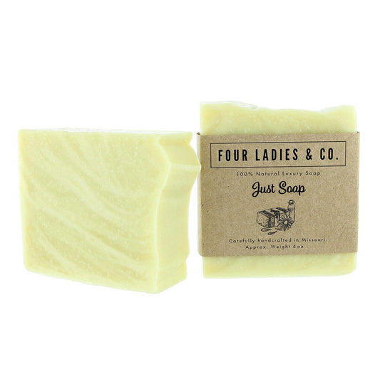 Just Soap Bar Soap Natural Ingredients Four Ladies & Co Made with Distilled Water Unscented