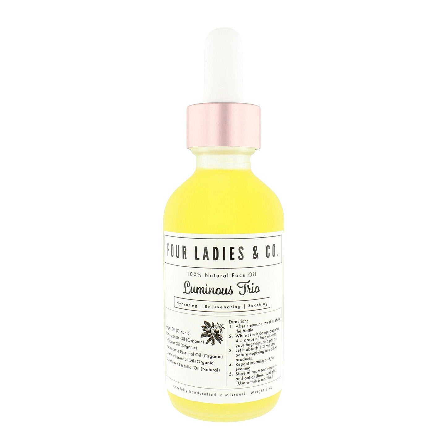 Luminous Trio Face Oil Natural Ingredients Four Ladies & Co Hydrating Rejuvenating Soothing