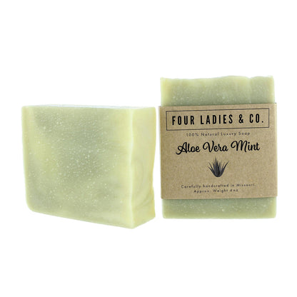 Aloe Vera Mint Bar Soap Natural Ingredients Four Ladies & Co Made with Aloe Vera