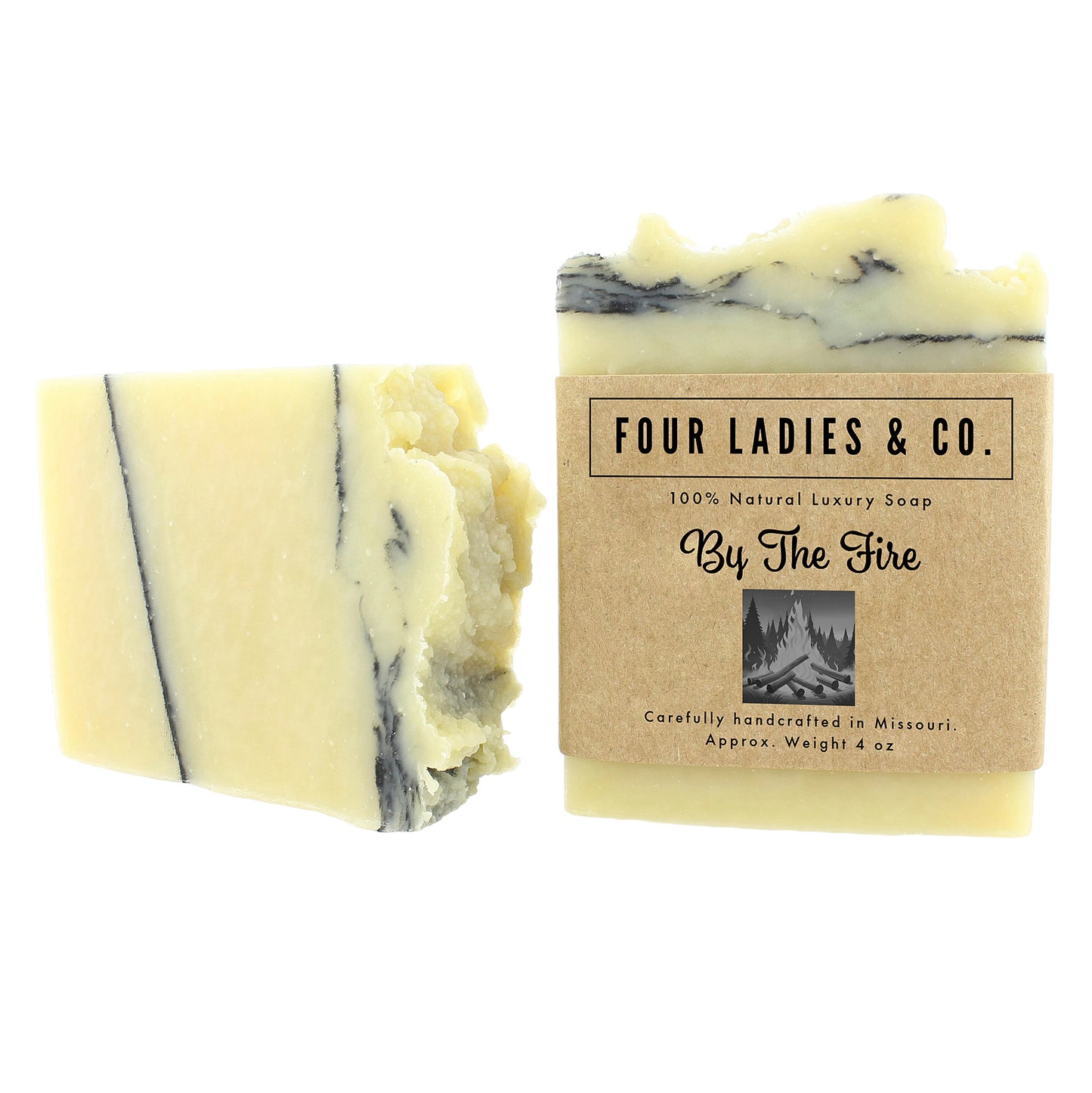 By The Fire Bar Soap Natural Ingredients Four Ladies & Co Made with Distilled Water