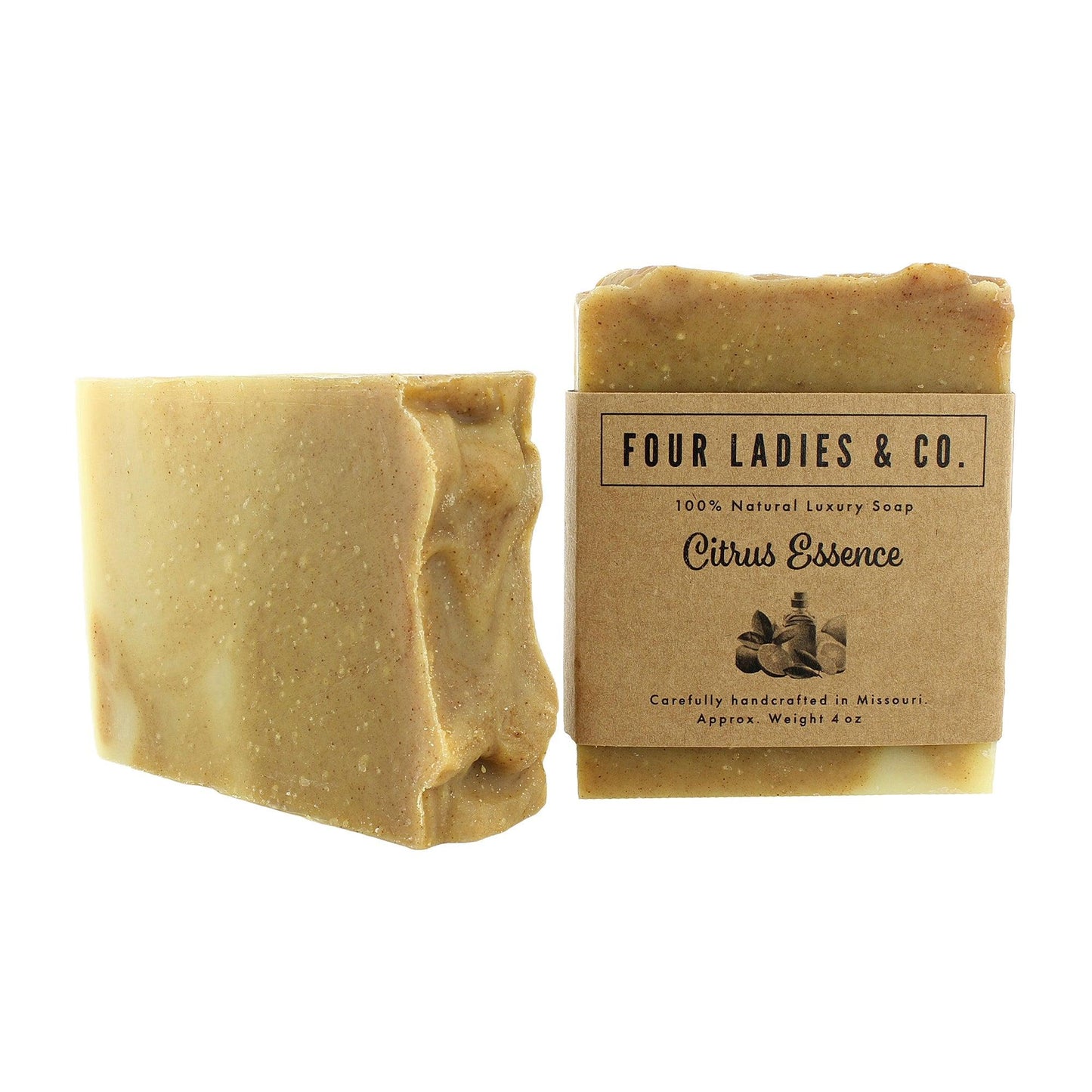 Citrus Essence Bar Soap Natural Ingredients Four Ladies & Co Made with Coconut Milk