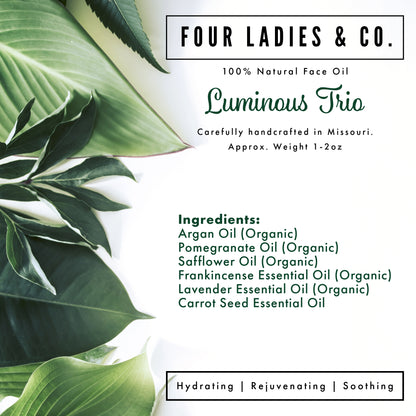 Luminous Trio Face Oil Natural Ingredients List Four Ladies & Co Hydrating Soothing