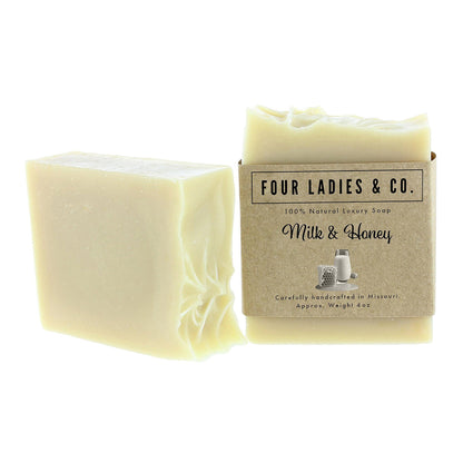 Milk and Honey Bar Soap Natural Ingredients Four Ladies & Co Made with Coconut Milk Unscented