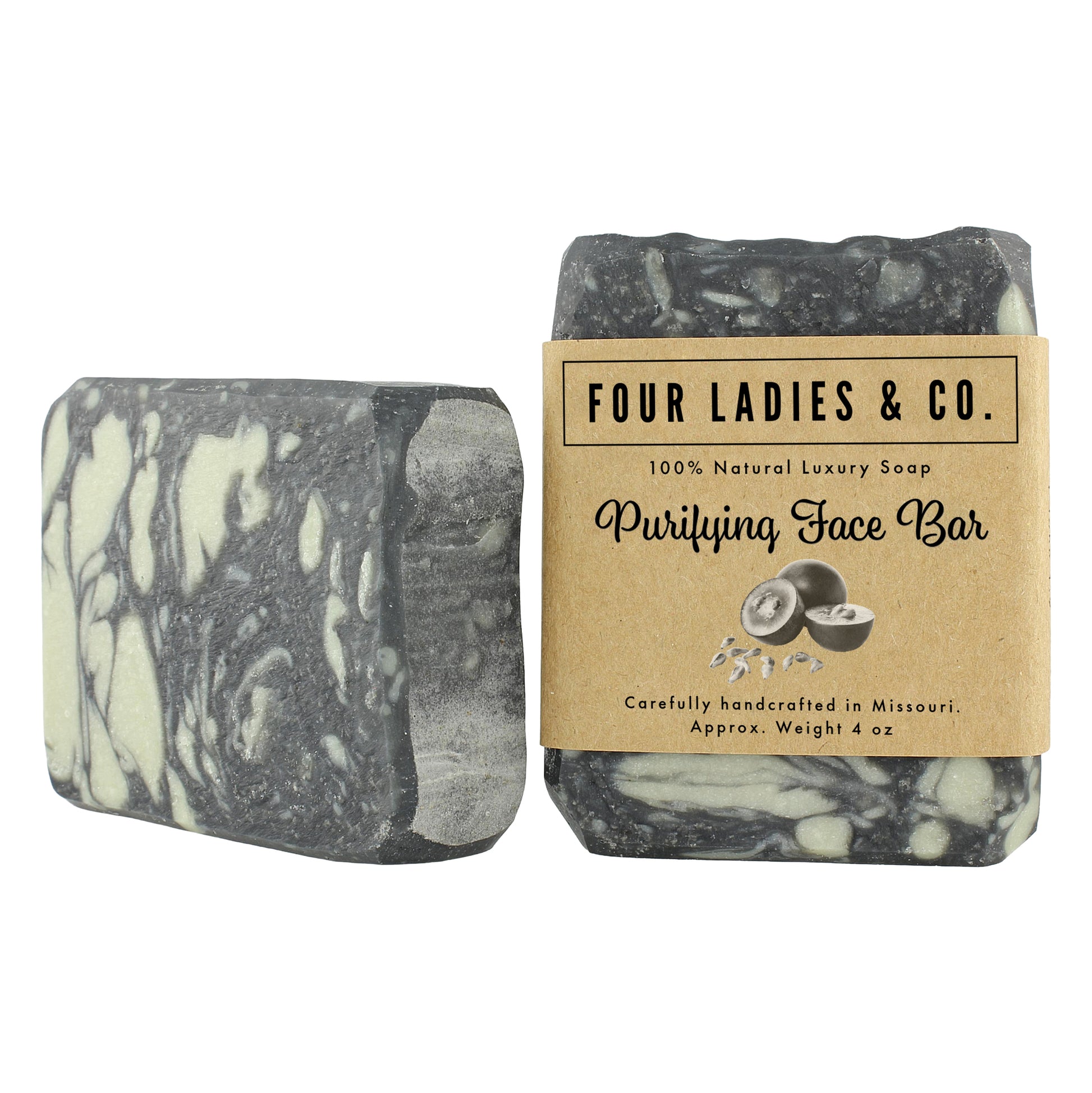 Purifying Face Bar Soap Natural Ingredients Four Ladies & Co Made with Aloe Vera
