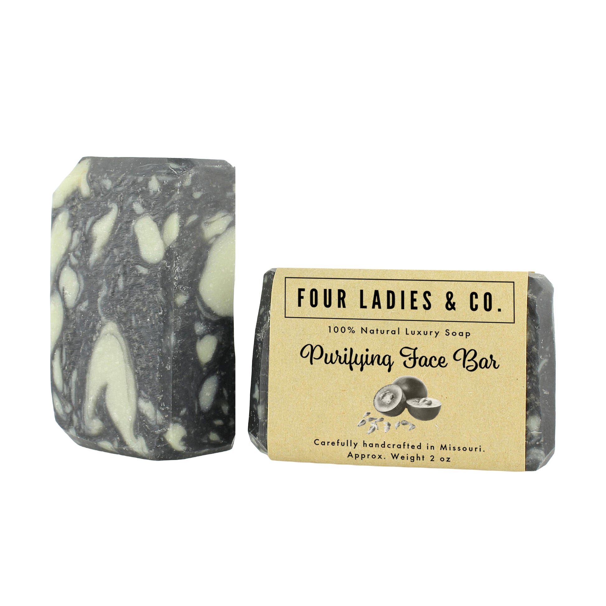 Purifying Face Bar Soap Natural Ingredients Four Ladies & Co Made with Aloe Vera