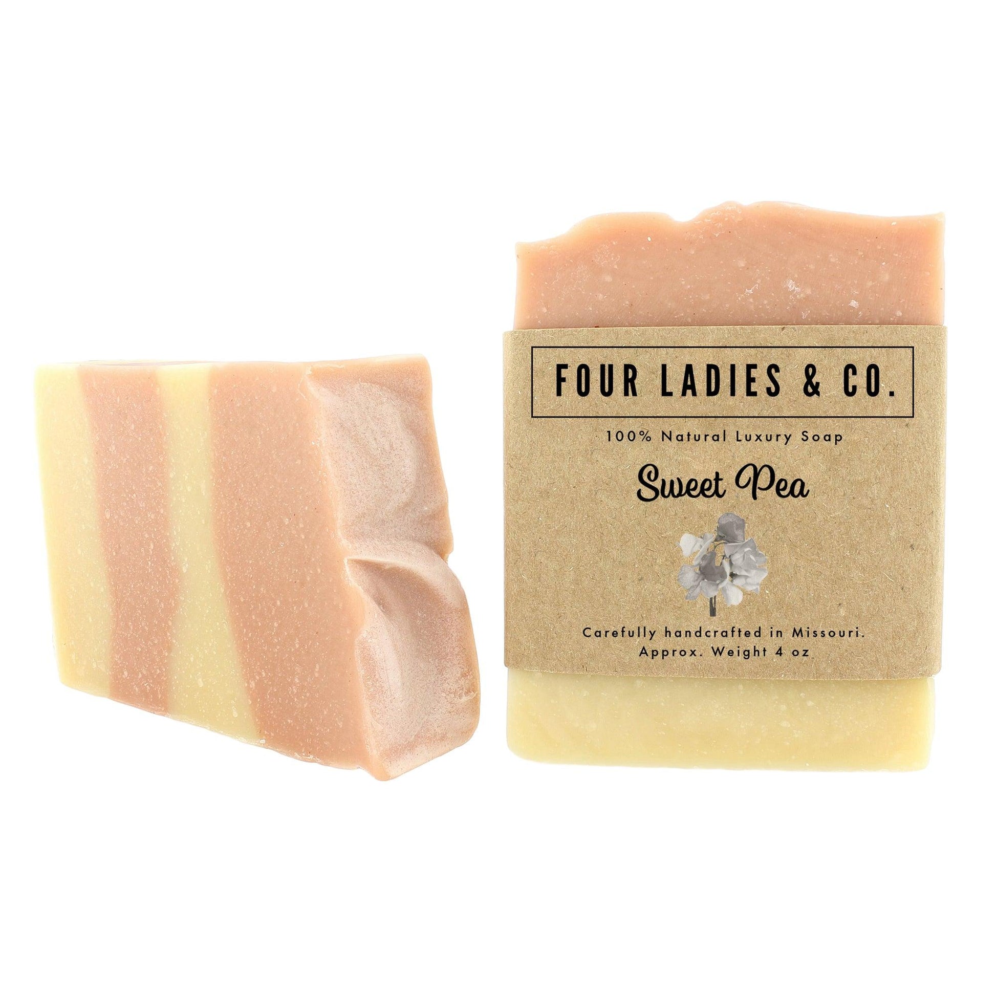 Sweet Pea Bar Soap Natural Ingredients Four Ladies & Co Made with Goat Milk